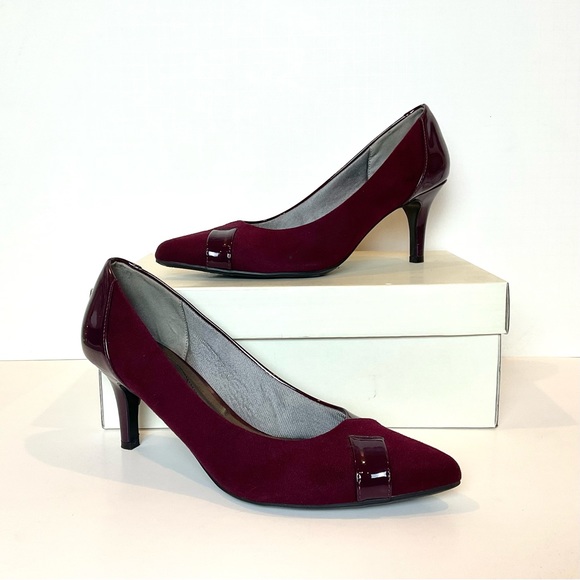 LifeStride Spencer Pointed Toe Heels Eco Suede Patent Pumps 7.5 - Picture 2 of 13